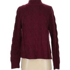 J. Crew Burgundy Turtleneck Sweater Cable Knit